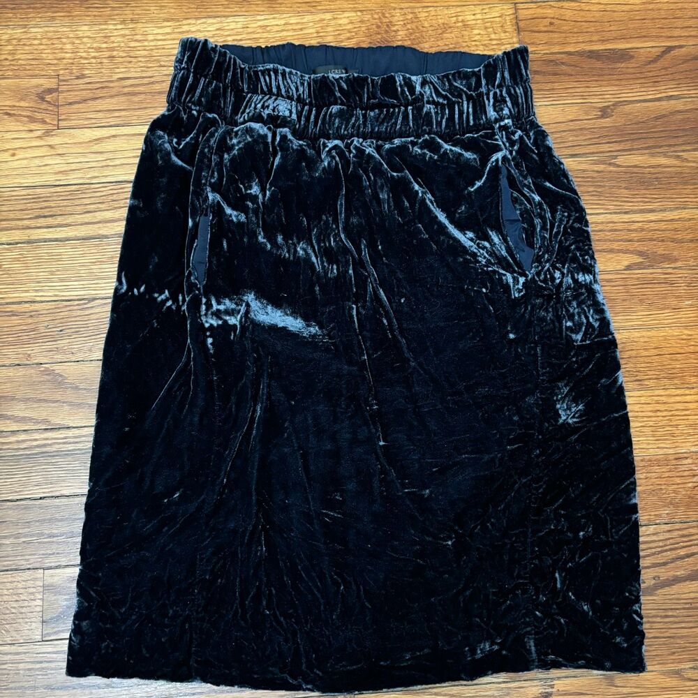 J Crew Midnight Blue Crushed Velvet skirt-Size XS Women